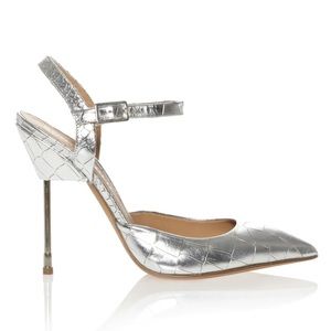 Kurt Geiger $300 silver stiletto high heels 38 7.5